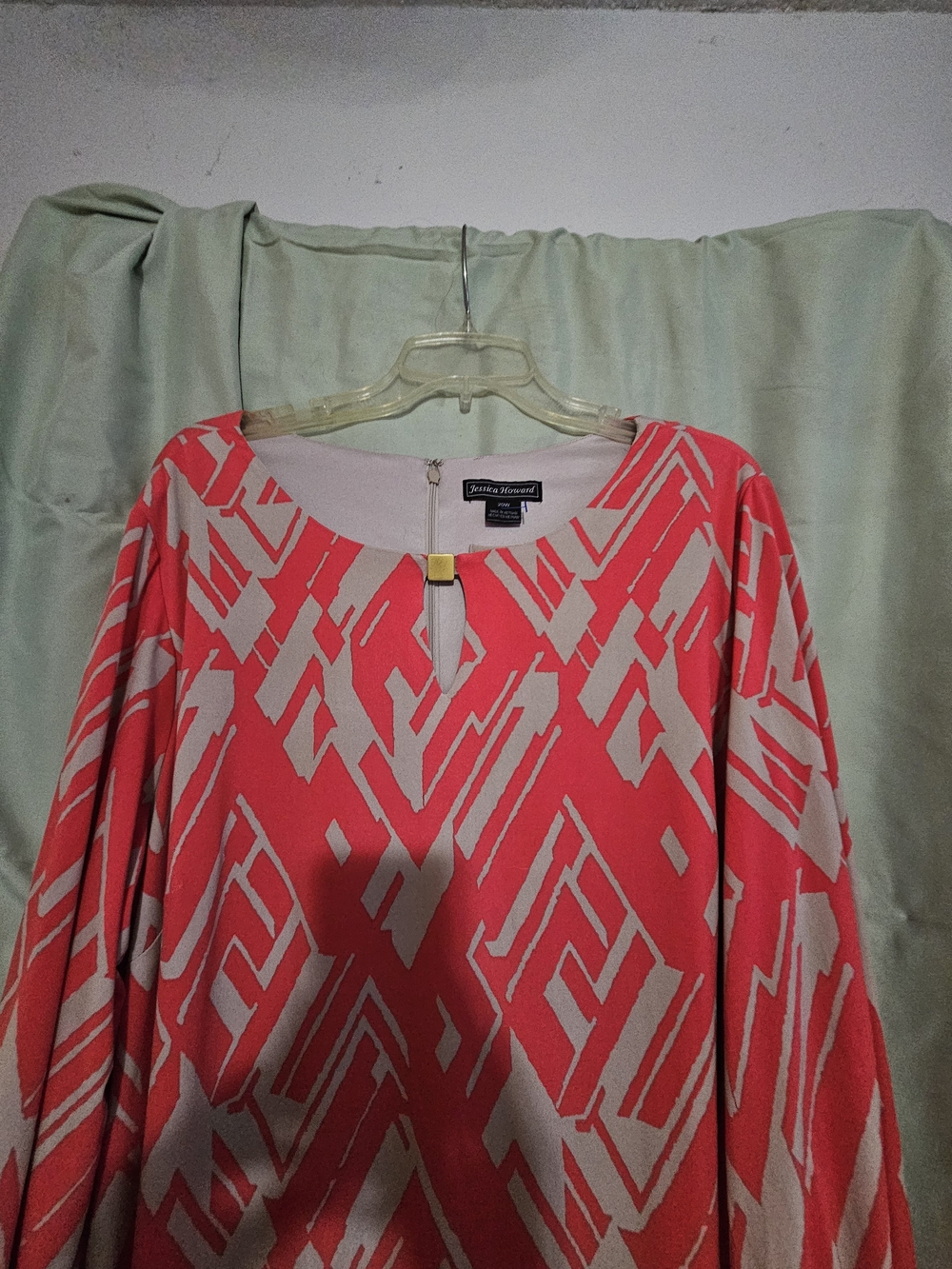 Jessica Howard Coral and Cream Geometric Blouse